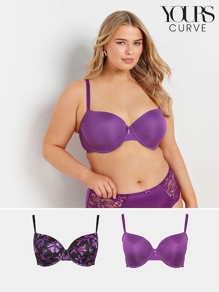 Yours Curve Purple Floral Padded Bras 2 Pack (AM5253) | €51
