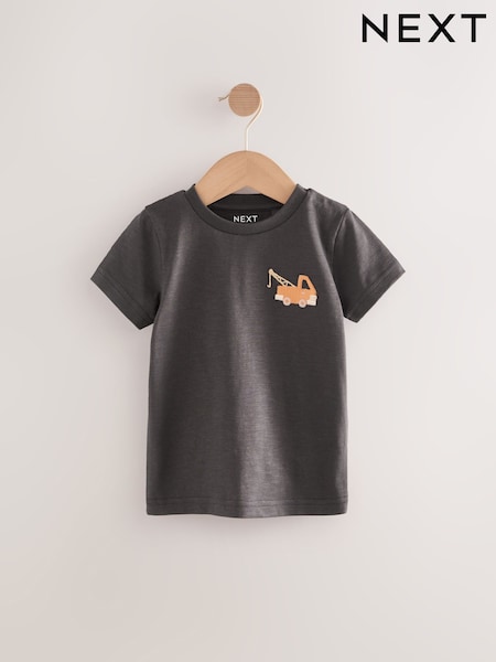 Charcoal Digger Short Sleeve Appliqué T-Shirt (3mths-7yrs) (AM5258) | 20 QAR - 30 QAR