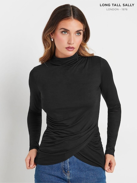 Long Tall Sally High Neck Drape Ruched Top (AM5285) | €44