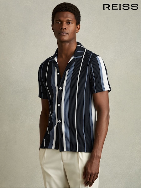 Reiss Albers Striped Cuban-collar Shirt (AM5316) | ‏642‏₪