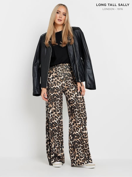 Long Tall Sally Leopard Print Side Stripe Trousers (AM5322) | ‏196‏₪