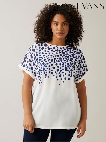 Evans Natural Placement Print Woven Jersey Top (AM5349) | 238 LEI