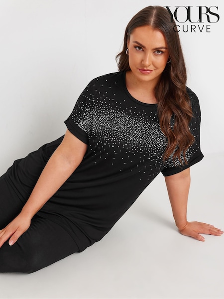 Yours Curve Black Hot Fix Grown On T-Shirt (AM5361) | €14.50