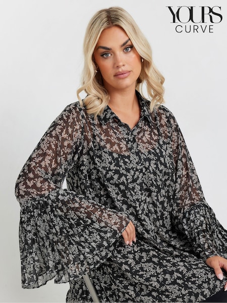 Yours Curve Black Pleated Back Shirt (AM5382) | €38