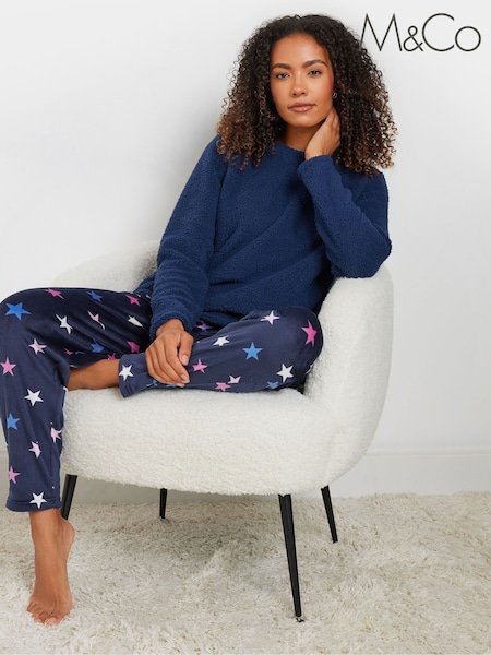 M&Co Blue Multi Star Borg Lounge Set (AM5414) | AED192