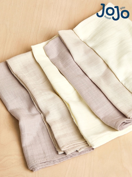 JoJo Maman Bébé 6-Pack Neutral Muslin Squares (AM5454) | AED87