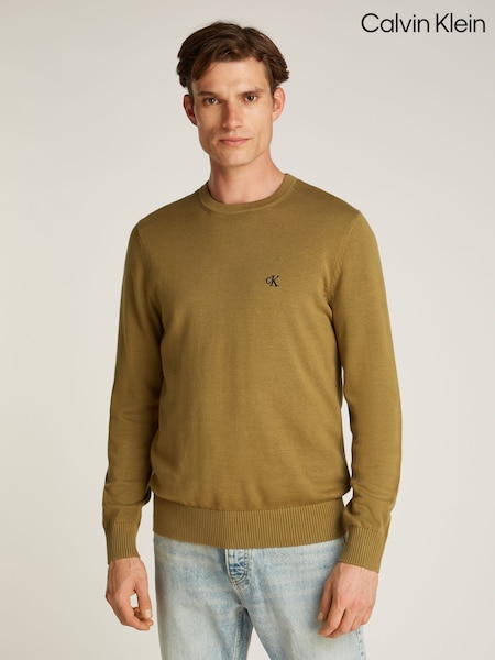 Calvin Klein Green 100% Cotton Modern Crew Neck Jumper (AM5504) | R$ 790