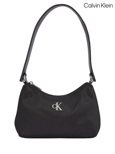 Calvin Klein Black Sleek Nylon Shoulder Bag (AM5512) | $114