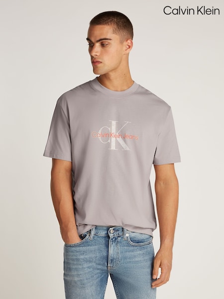 Calvin Klein Brown 100% Cotton Monologo T-Shirt (AM5515) | ₪176
