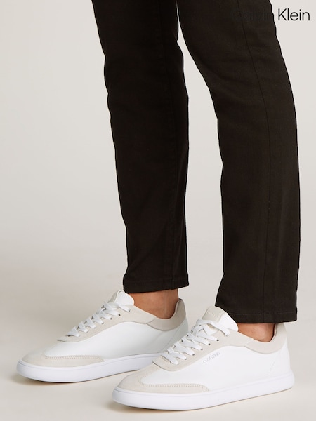 Белый - Calvin Klein Cupsole Lace Up Suede Trainers (AM5549) | €172