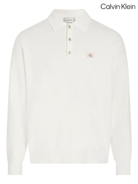 Calvin Klein White Cotton Polo Jumper (AM5558) | R$ 345 - R$ 1,085