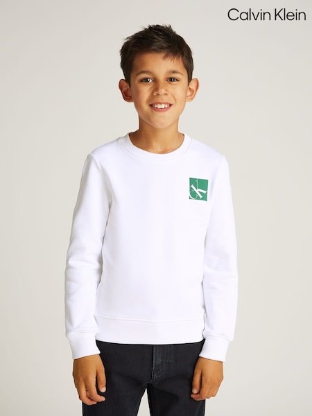 Calvin Klein White Relaxed Crew Neck 100% Cotton Sweatshirt (AM5561) | €86 - €99