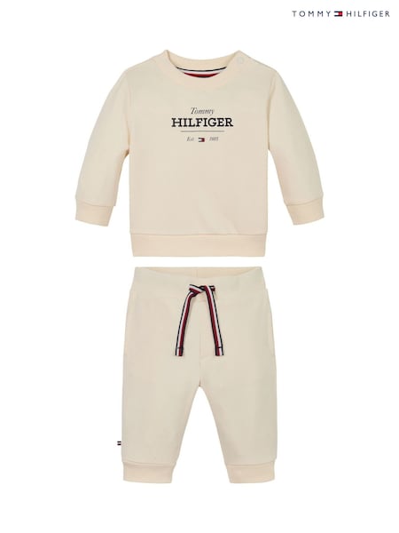 Tommy Hilfiger Cotton Logo Sweatshirt & Joggers Set (AM5570) | ‏377‏₪
