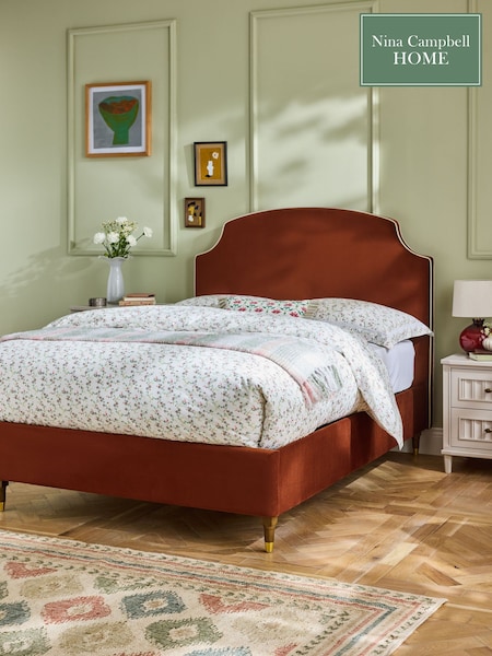 Nina Campbell Rust Brown Lowndes Upholstered Bed Frame (AM5624) | €694 - €821