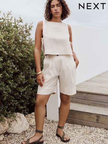 Natural 100% Linen Bermuda Shorts (AM5682) | €54