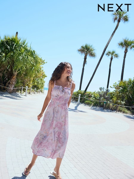 Lilac Purple 100% Linen Midi Dress (AM5691) | €77
