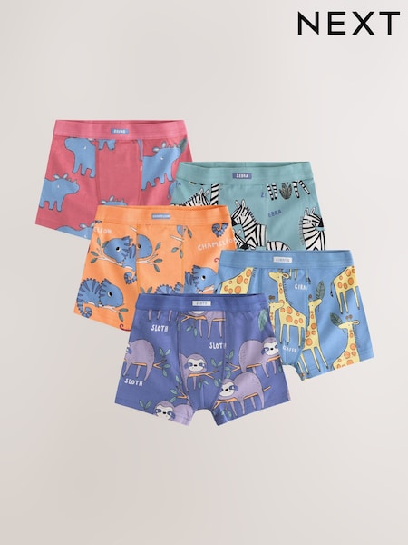 Safari Animals Soft Waistband Trunks 5 Pack (1.5-16yrs) (AM5721) | AED71 - AED76