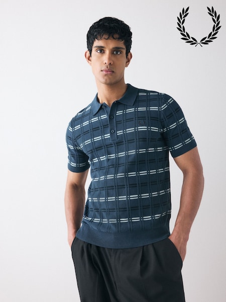 Синій - Fred Perry Striped Rib Knitted Polo shirt (AM5750) | 7 210 грн