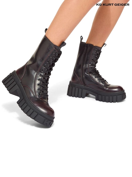 KG Kurt Geiger Red Tegan Lace Up Boots (AM5769) | ₪649