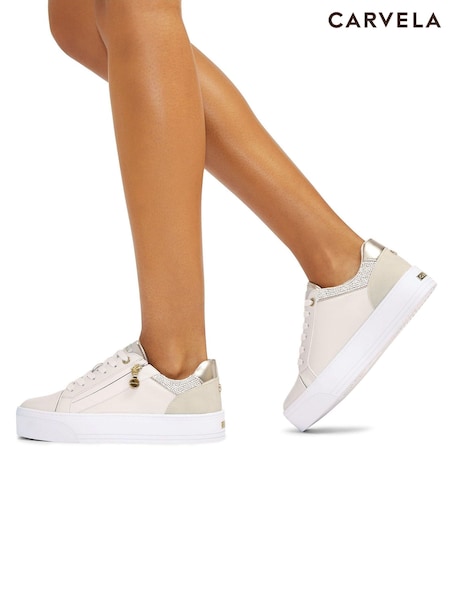 Carvela Statement Zip White Trainers (AM5788) | €142