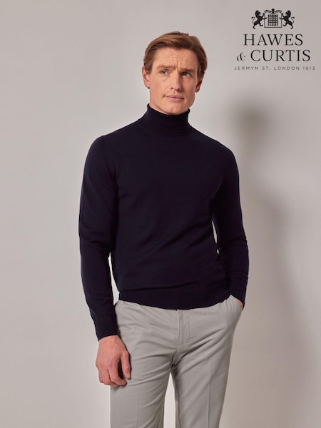 Hawes & Curtis Blue Roll Neck Merino Jumper (AM5806) | R$ 680