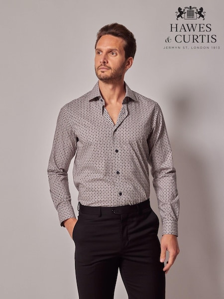 Hawes & Curtis Cream Square Box Geo 100% Cotton Shirt (AM5811) | €45