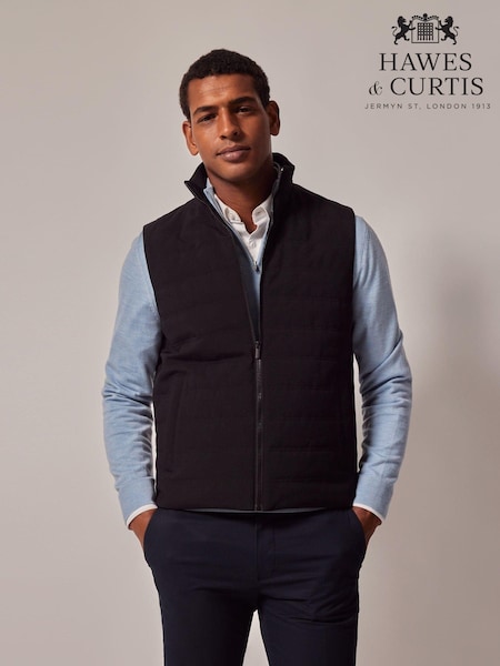 Hawes & Curtis Quilted Black Gilet (AM5817) | €196