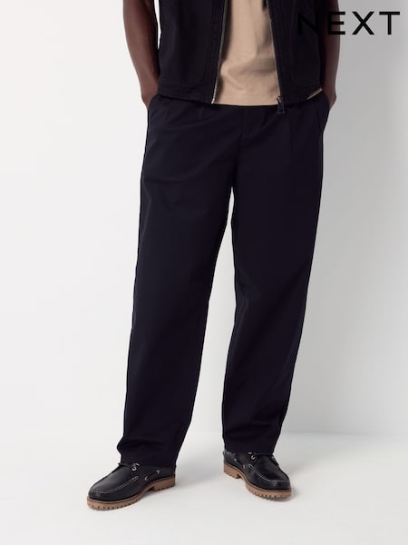 Azul marino - Twin Pleat Workwear Summerweight Chinos (AM5906) | 37 €