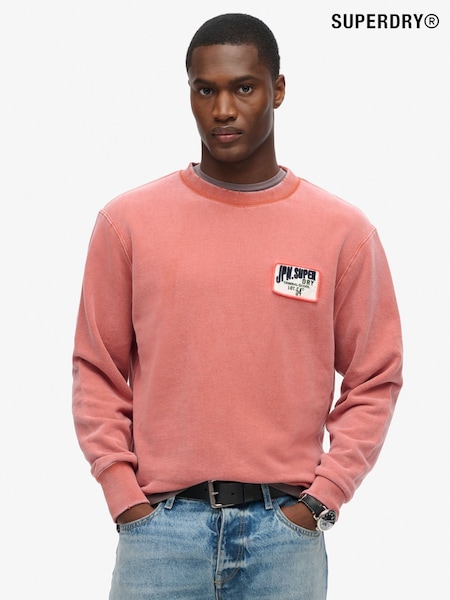 Superdry Pink Pink Mechanic Loose Fit Crew 100% Cotton Sweatshirt (AM5909) | €35.50