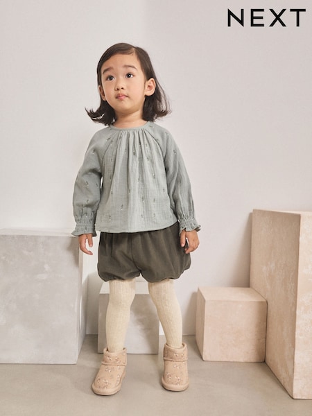 Green Puffball Shorts and Blouse Set (3mths-7yrs) (AM5978) | €33 - €37