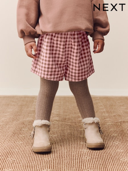 Pink Gingham Corduroy Shorts and Tights Set (3mths-7yrs) (AM5980) | R$ 155 - R$ 195