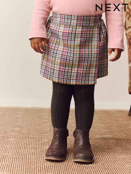 Roza/rjava - Check Skirt and Tights Set (3mths-7yrs) (AM5986) | € 25 - € 30