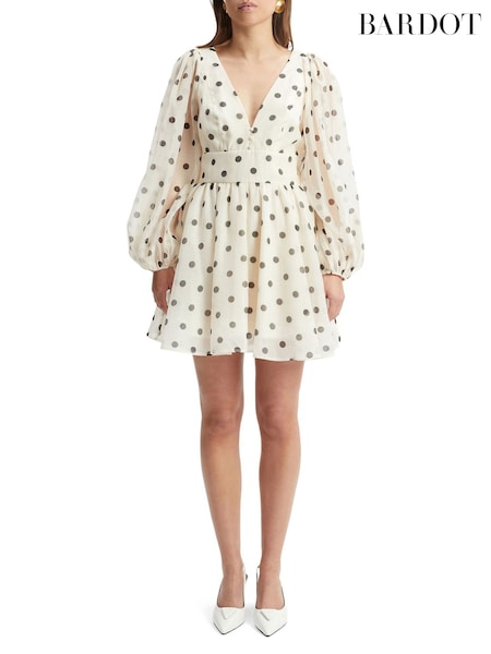 Bardot Brown Eva Polka Dot Mini Dress (AM5992) | €197