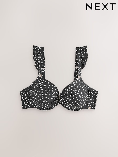 נקודות שחור/לבן - Frill Strap Padded Wired Bikini Top (AM5999) | ‏87‏₪