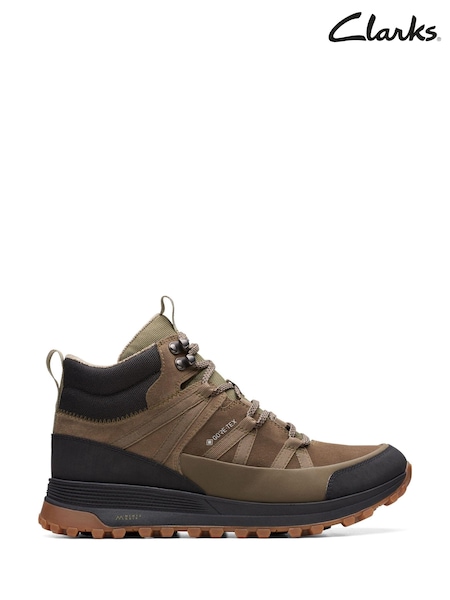 Verde - Clarks Leather Suede ATL Trek Rise GTX Hiking Boots (AM6257) | 585 LEI