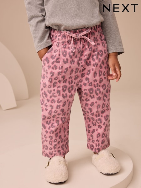 Pink Animal Print Tie Waist Jeans (3mths-7yrs) (AM6309) | €15 - €17.50