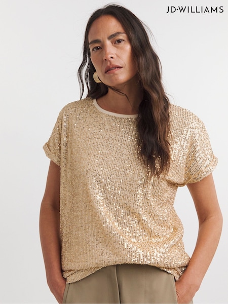 Aur - Top lung cu paiete JD Williams (AM6357) | 238 LEI