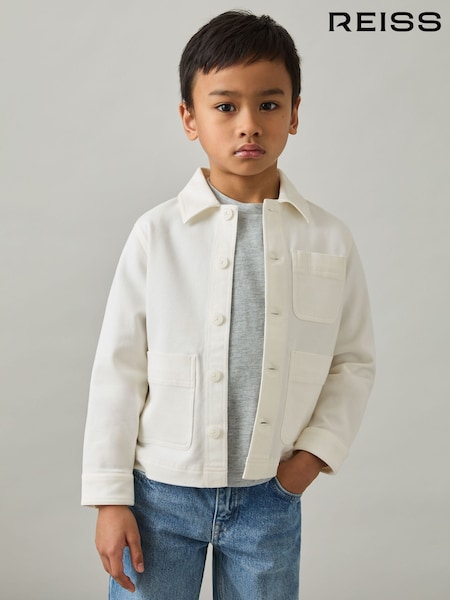 Reiss Off White Mcduffy Cotton-Blend Work Jacket (AM6359) | €73