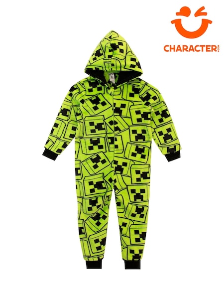 Character Green Minecraft Creeper Gaming Fleece All In One Pyjama (AM6398) | €28