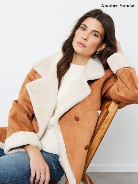 Another Sunday Nude Faux Fur Suedette Shearling Jacket (AM6455) | €45