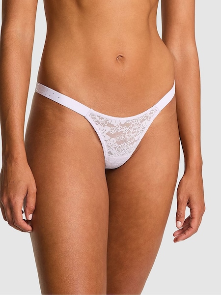 Victoria's Secret PINK Purple Whisper Thong Lace Logo Scoop Knickers (AM6496) | €10.50