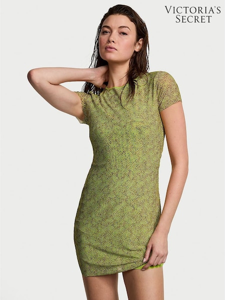 Victoria's Secret Limelight Green Dots Mesh Cover Up Mini Dress (AM6501) | €56