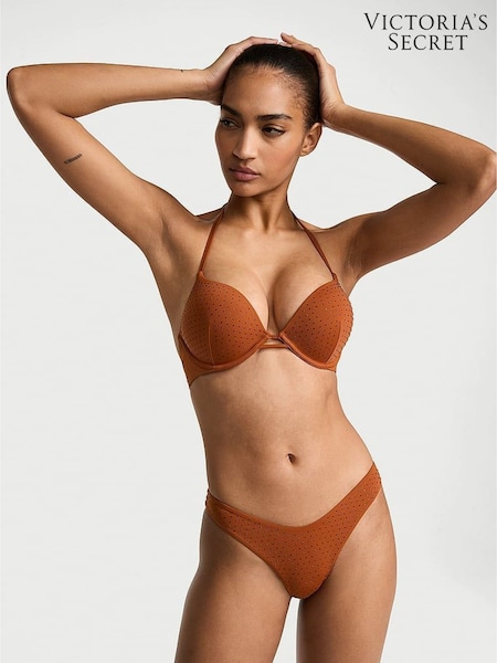 Victoria's Secret Cinnamon Brown Diamante Add 2 Cups Push Up Bikini Top (AM6516) | €78