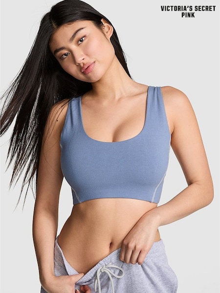 Victoria's Secret PINK Dusty Iris Blue Cotton Scoop Sports Bra (AM6517) | €29