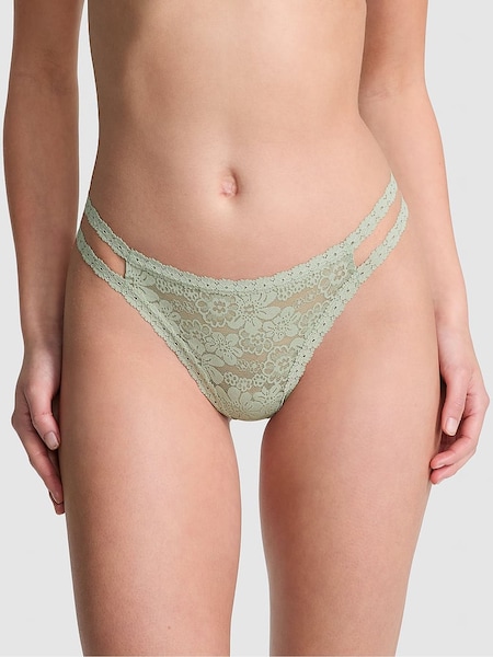 Victoria's Secret PINK Green Garden Double Strap Thong Floral Lace Knickers (AM6545) | €10.50