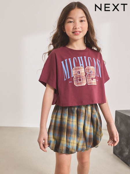 Blue Check Puffball Skirt (3-16yrs) (AM6576) | AED86 - AED112