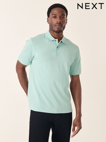 Aqua Green Regular Fit Short Sleeve Pique Polo Shirt (AM6653) | €24