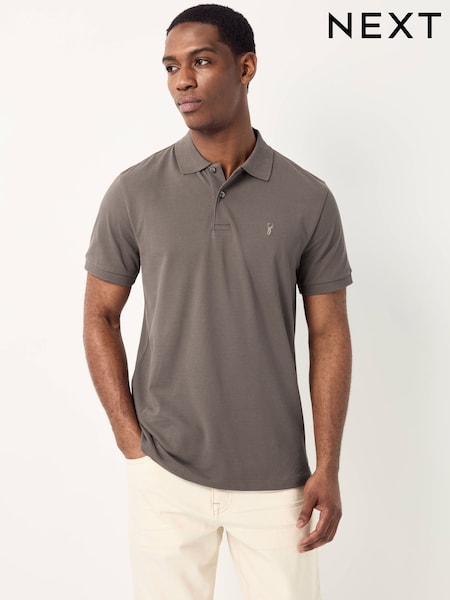 Трюфельного цвета - Зауженный крой - Short Sleeve Pique Polo Shirt (AM6660) | €19