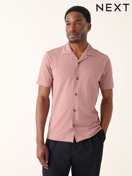 ורוד עדין - Short Sleeve Pique Shirt (AM6668) | ‏69‏₪