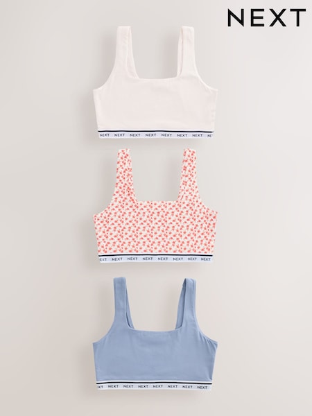 Blue/Cream/Floral 3 Pack Ultimate Comfort Crop Tops (AM6684) | €34